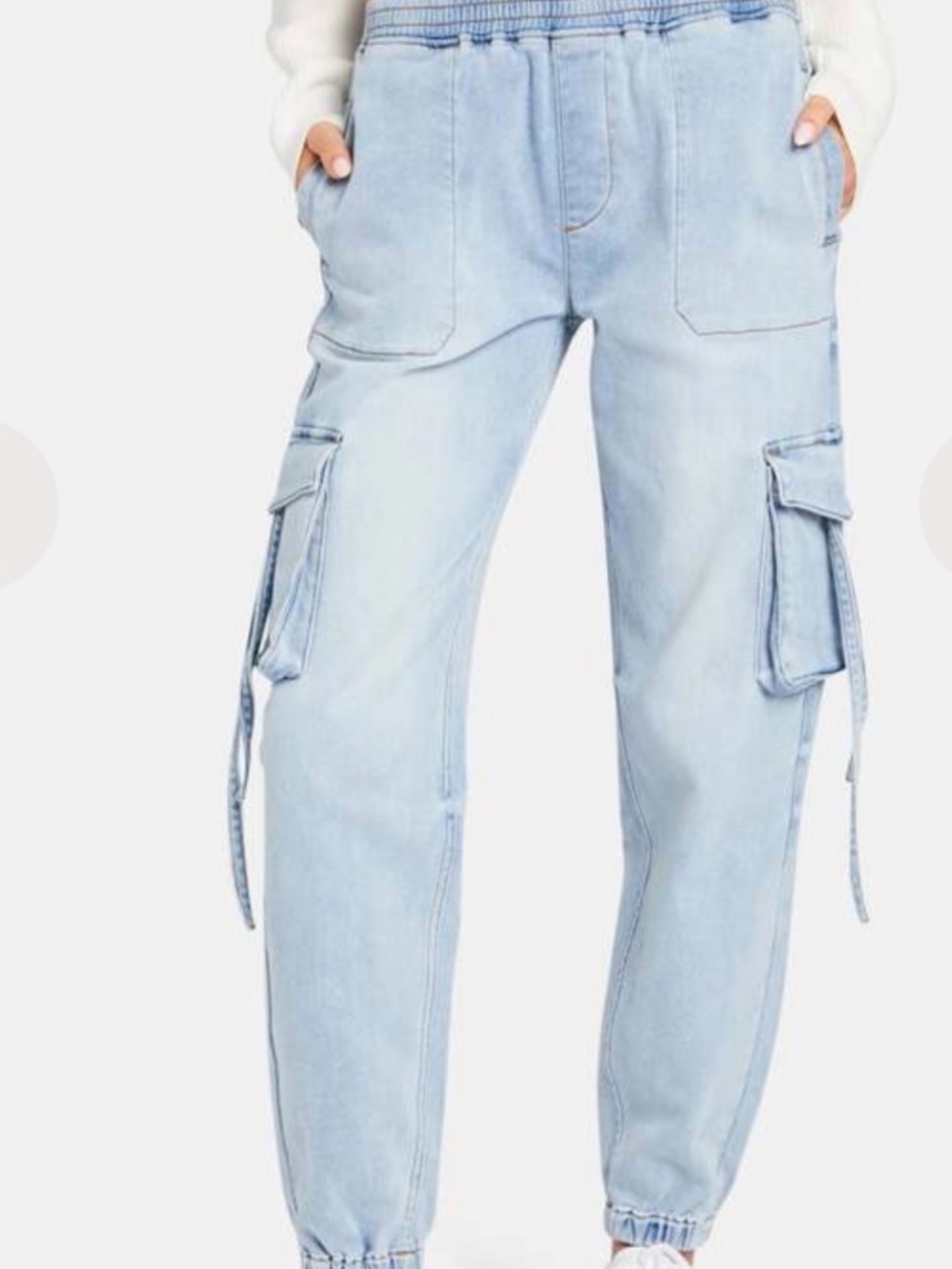 NWOT! SER.O.YA Amber Cargo Blue Denim Jogger Coastline Terry Size L